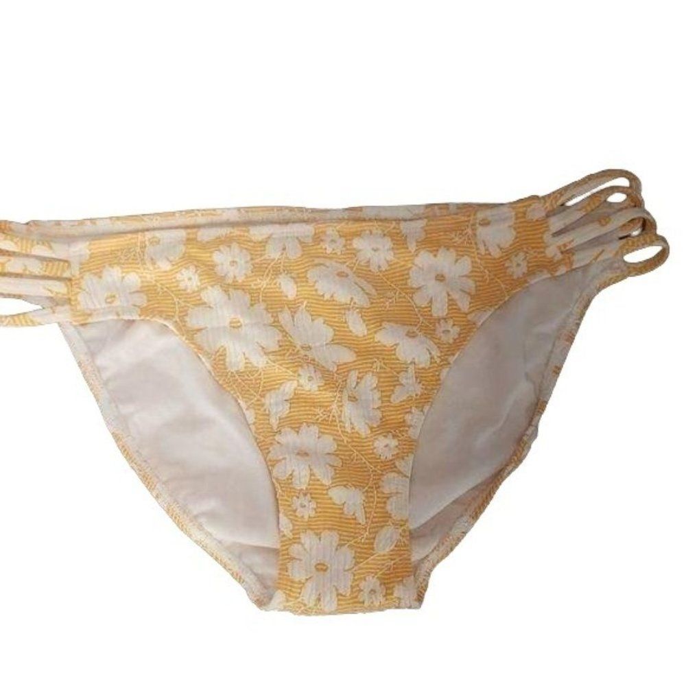 XHilaration Womans Yellow Poppy Flowers Bikini Bottom Swimwear Size XL